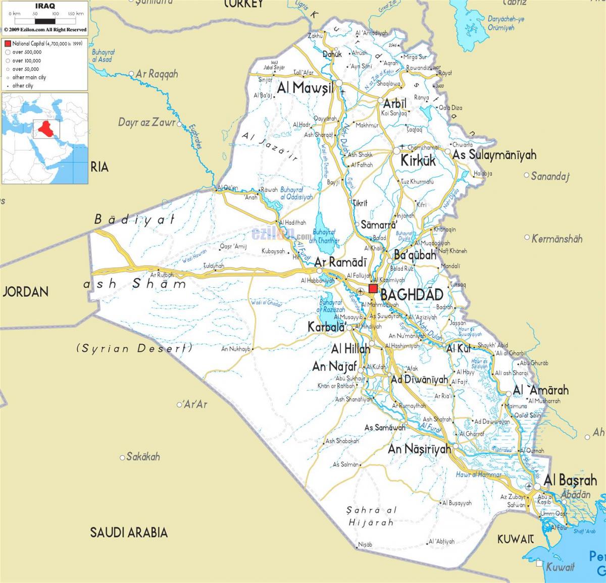 Mappa dell'Iraq fiume