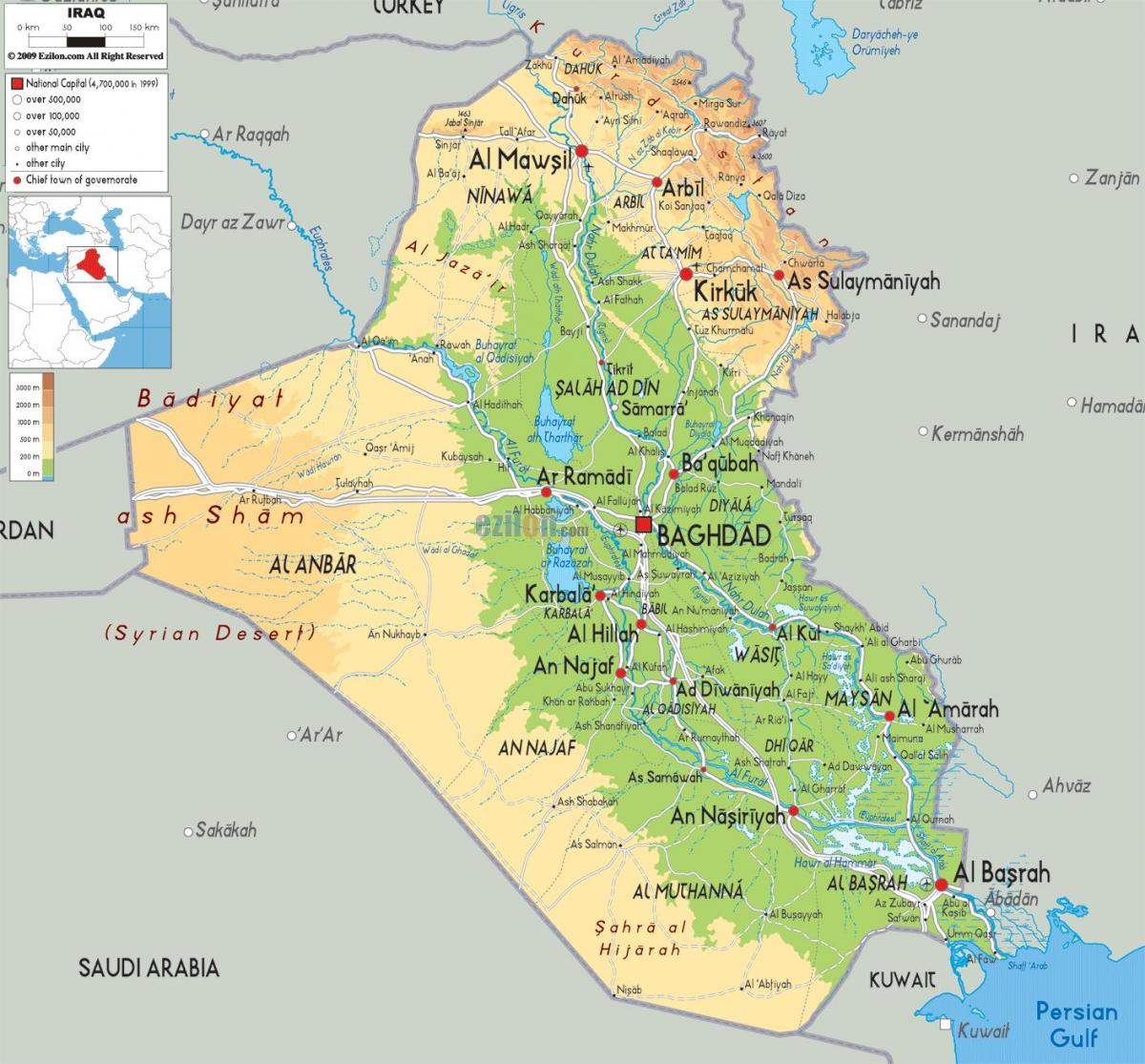 Mappa dell'Iraq geografia