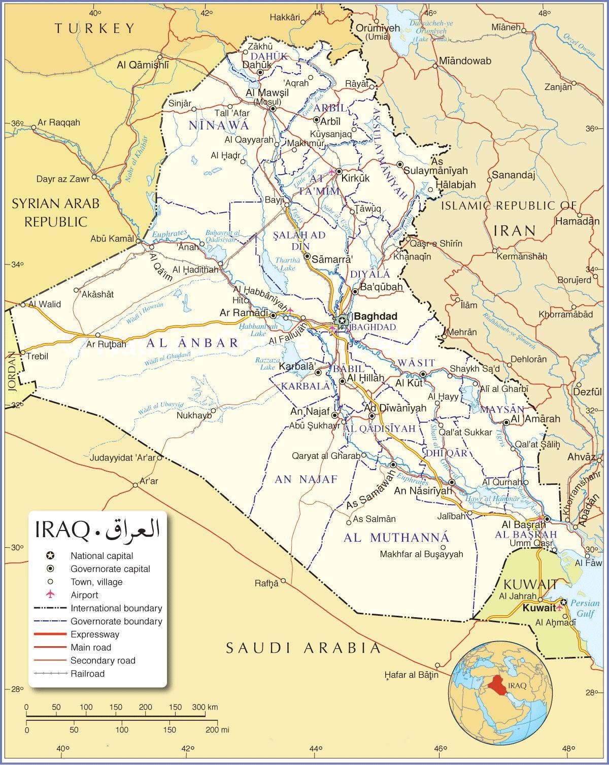 Mappa dell'Iraq strade