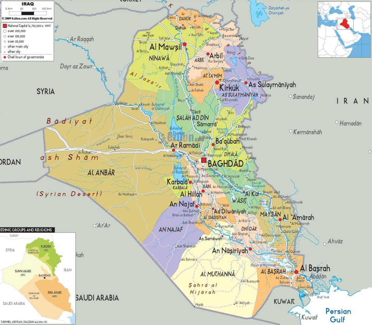 Iraq città la mappa
