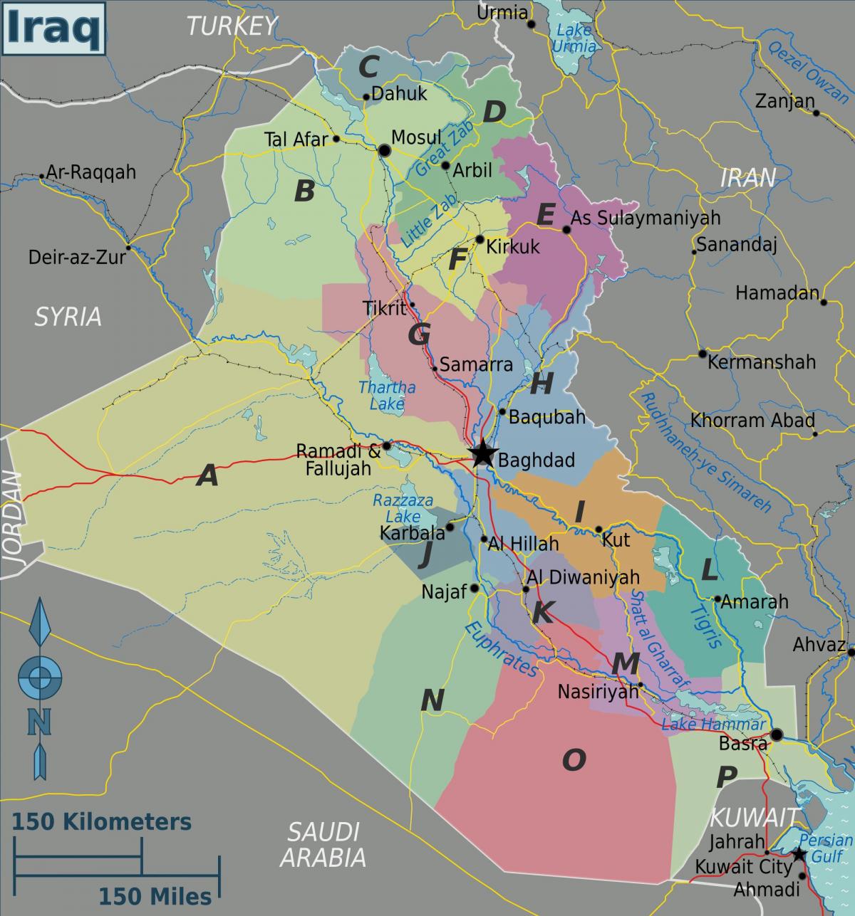 Mappa dell'Iraq regioni